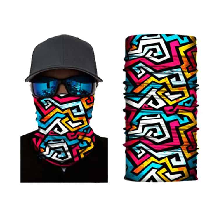 Multicolor Graffiti S389- Fitted Neck Gaiter - Fishing Outlet